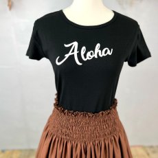 画像3: 半袖フラダンスTシャツ【 ALOHA  cursive 　(黒)】 (3)