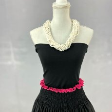 画像5: パイピングパウスカート(黒/濃いピンクのパイピング　無地）フラダンス衣装 (5)