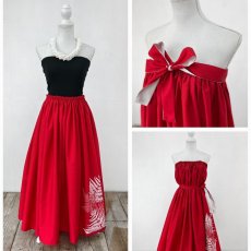 画像1: ・チューブトップ付き　3way ドレス（赤・パラパライ柄）　フラ衣装 (1)