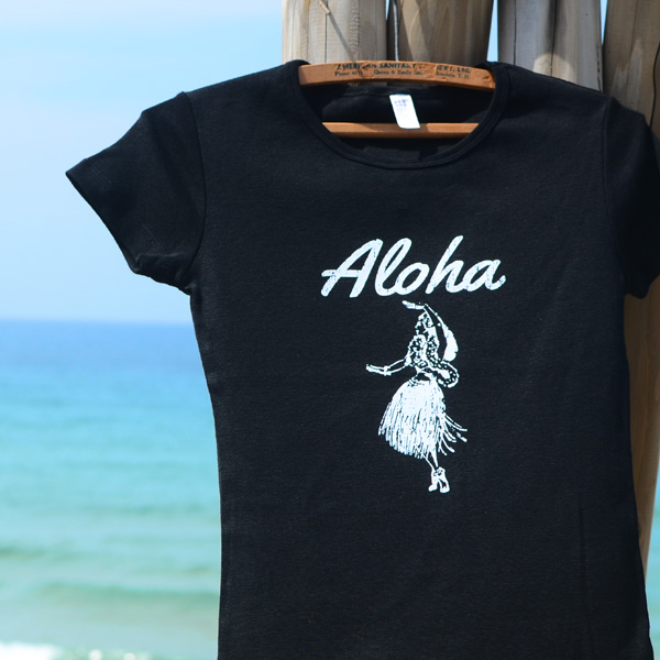 フラダンス専用フラTシャツ||Hula Girl Mole 黒 レッスンに最も適した
