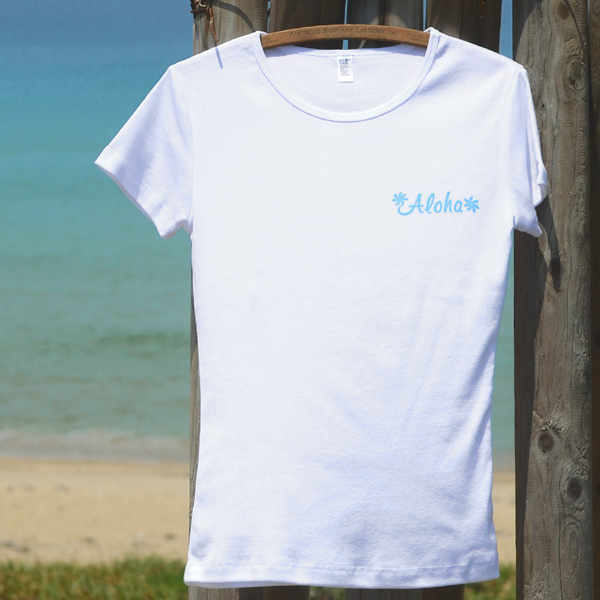 半袖フラダンスTシャツ【Aloha Tiare(white)】フラ専用Tシャツ
