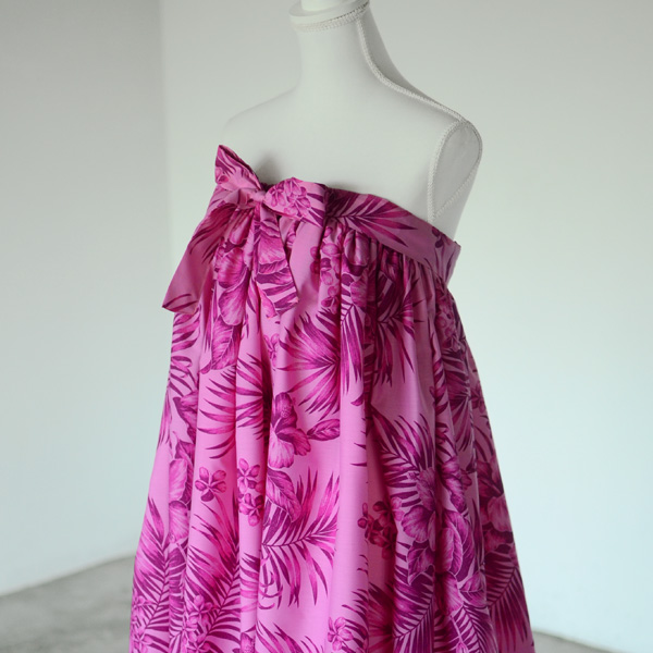 チューブトップ付き 3way ドレス ピンク ハイビスカス柄 フラダンス衣装